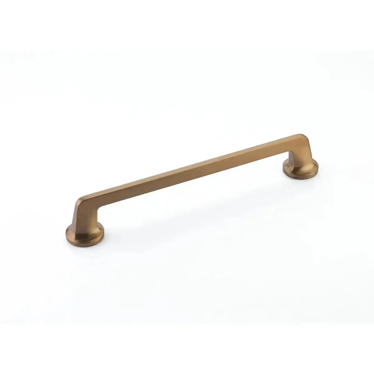 The Schaub Northport Pull with Round Bases in Brushed Bronze finish.