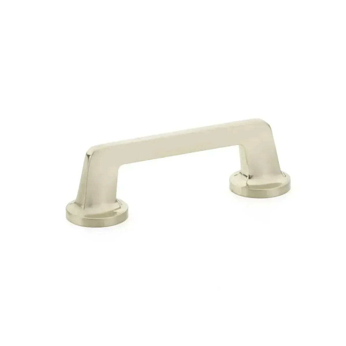 The Schaub Northport Pull with Round Bases in Brushed Nickel finish.