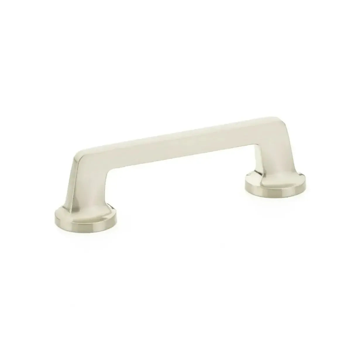 The Schaub Northport Pull with Round Bases in Brushed Nickel finish.