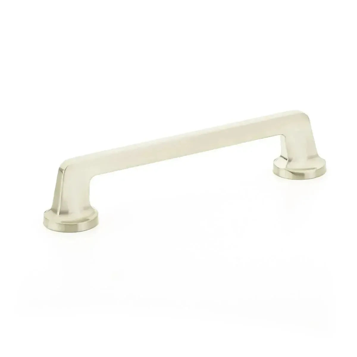 The Schaub Northport Pull with Round Bases in Brushed Nickel finish.