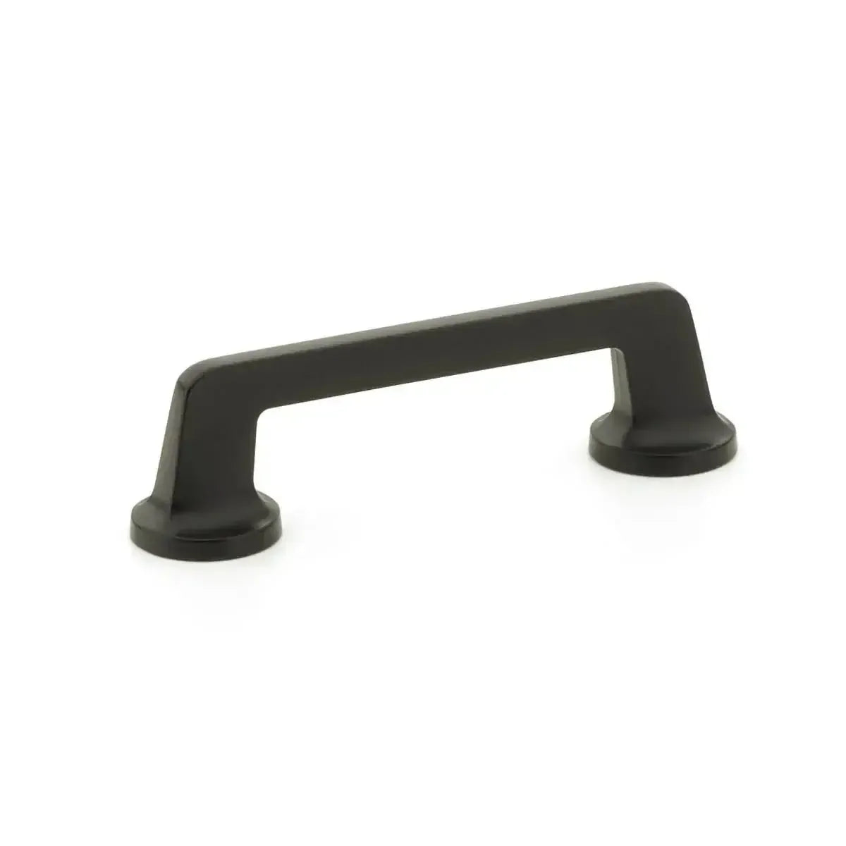 The Schaub Northport Pull with Round Bases in Matte Black finish.