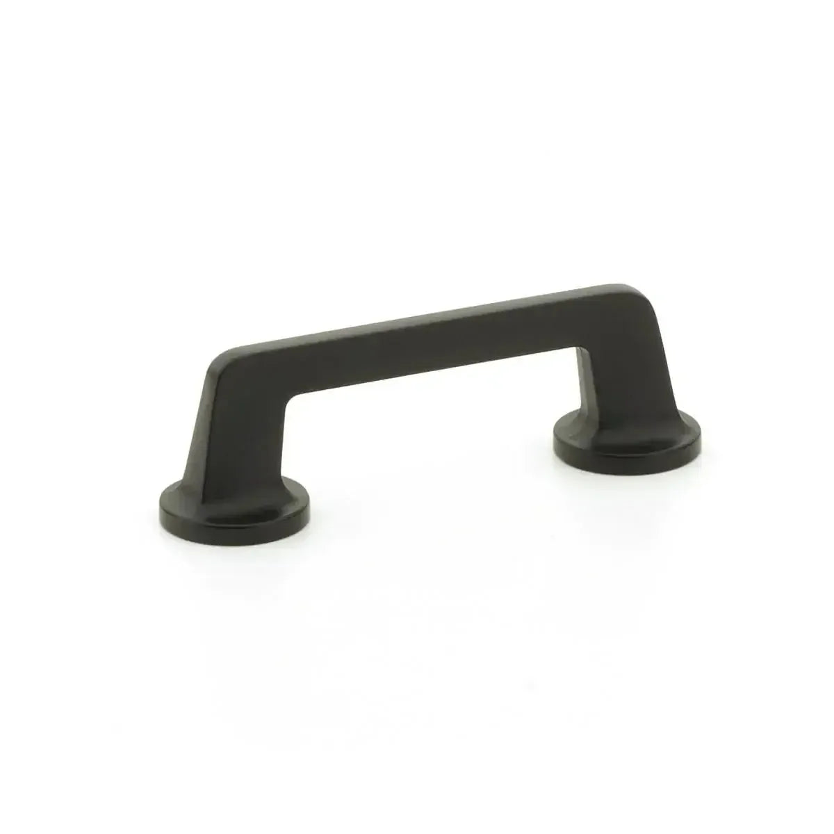 The Schaub Northport Pull with Round Bases in Matte Black finish.