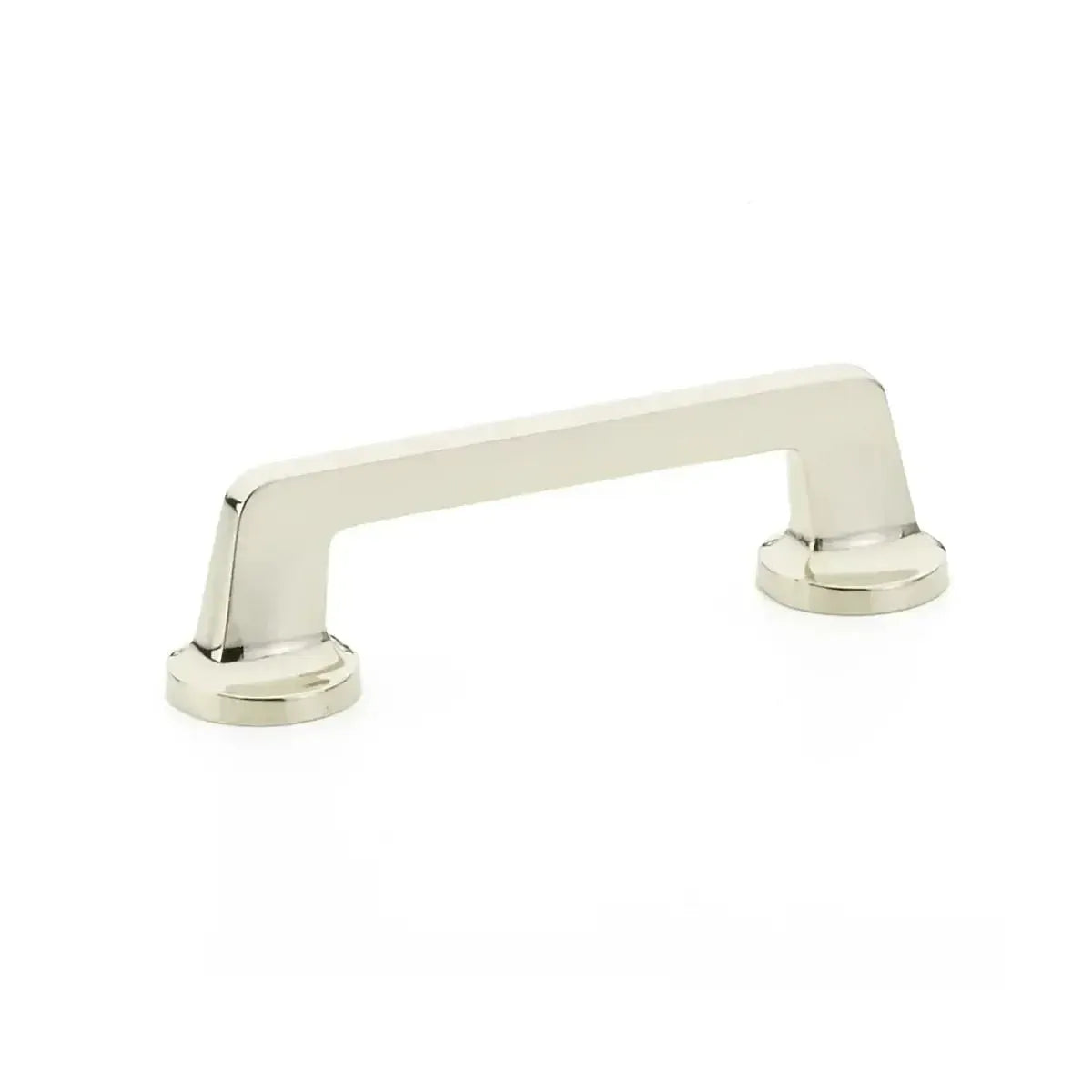 The Schaub Northport Pull with Round Bases in Polished Nickel finish.