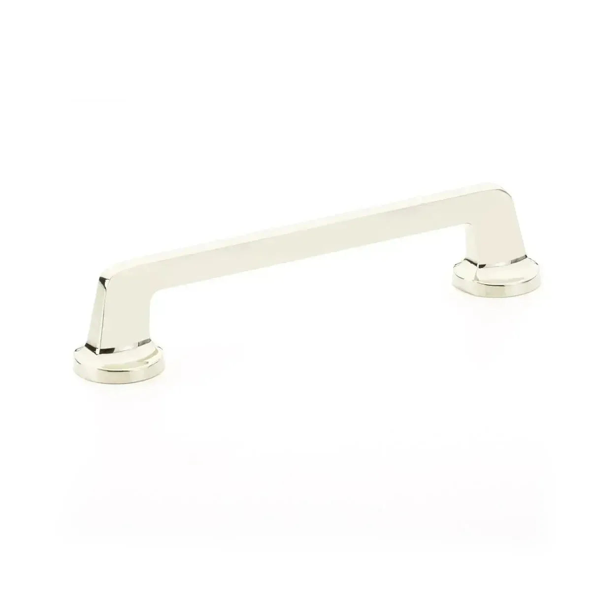 The Schaub Northport Pull with Round Bases in Polished Nickel finish.