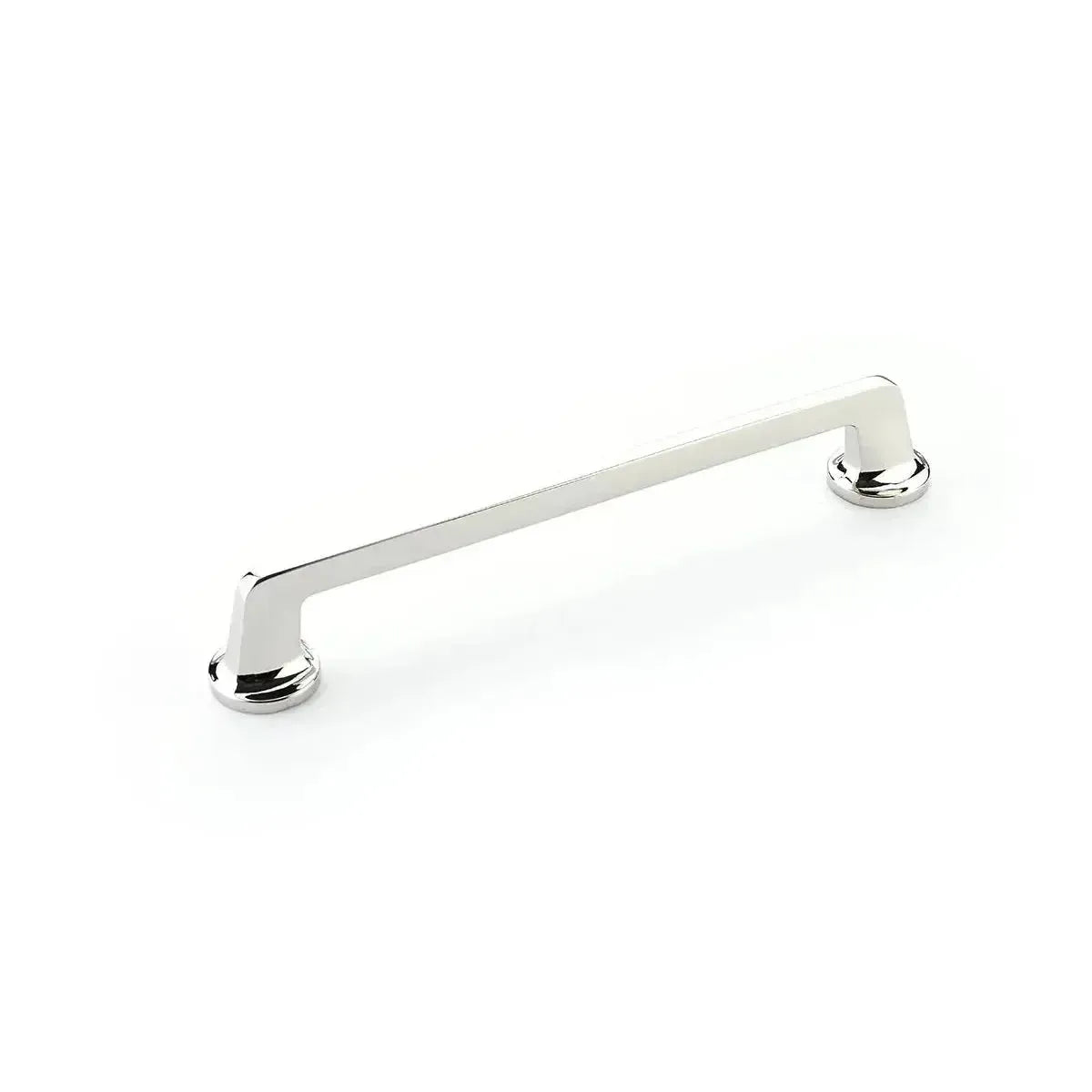 The Schaub Northport Pull with Round Bases in Polished Nickel finish.