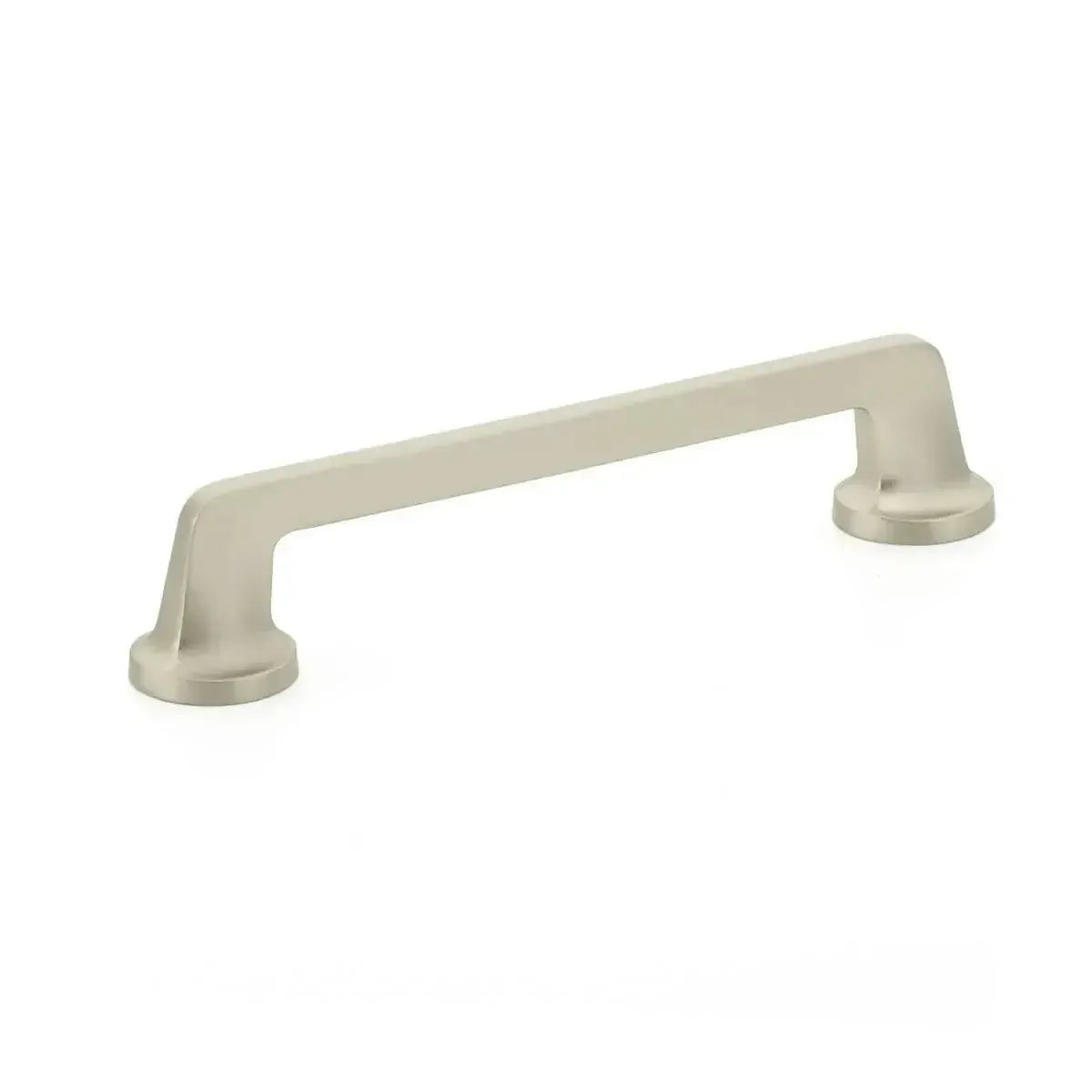 The Schaub Northport Pull with Round Bases in Satin Nickel finish.