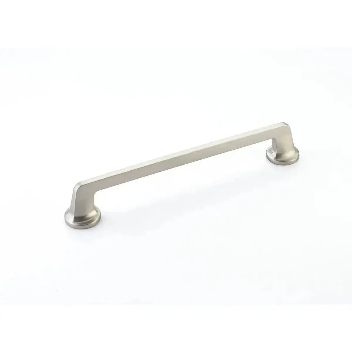 The Schaub Northport Pull with Round Bases in Satin Nickel finish.