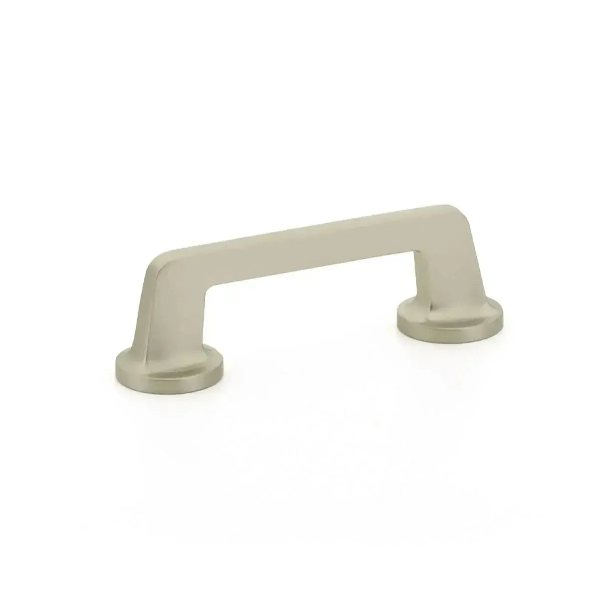 The Schaub Northport Pull with Round Bases in Satin Nickel finish.