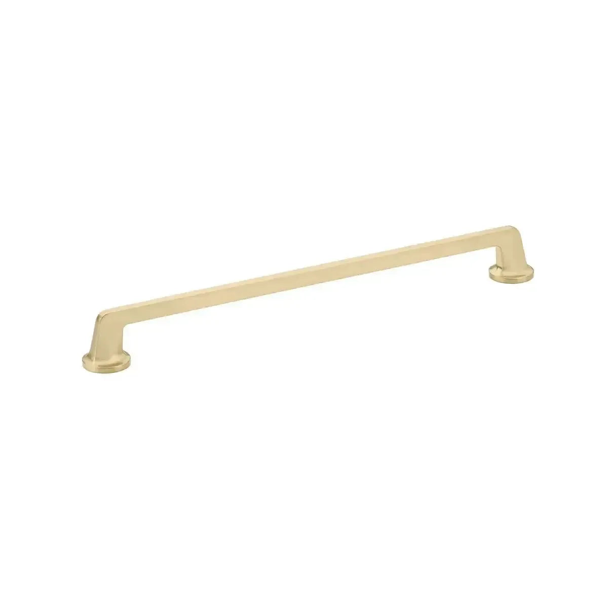 The Schaub Northport Pull with Round Bases in Signature Satin Brass finish.