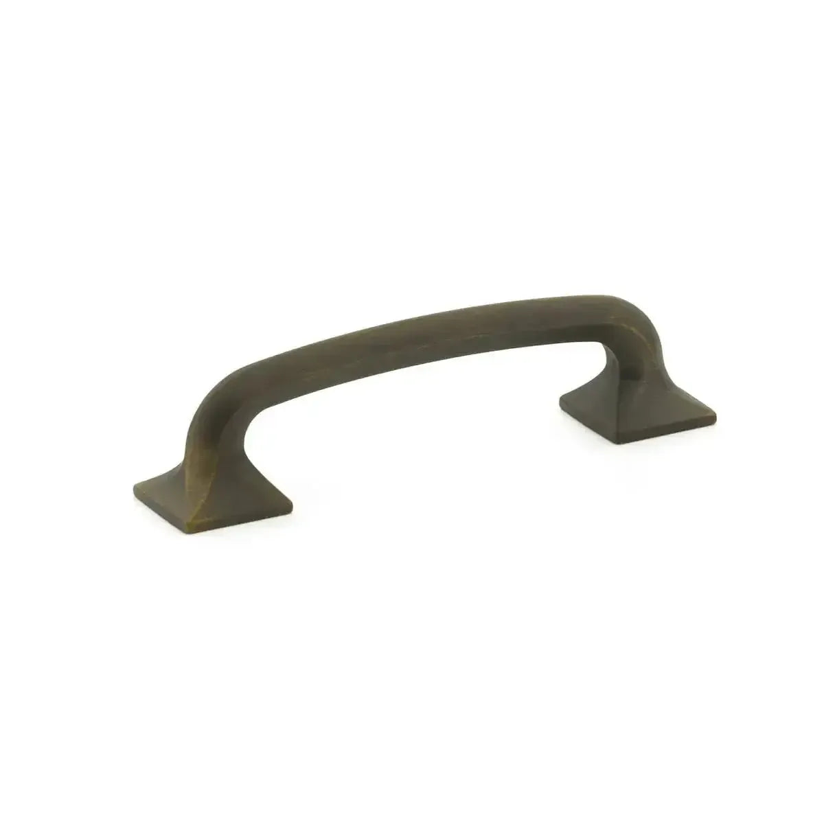 The Schaub Northport Pull with Square Bases in Ancient Bronze finish.