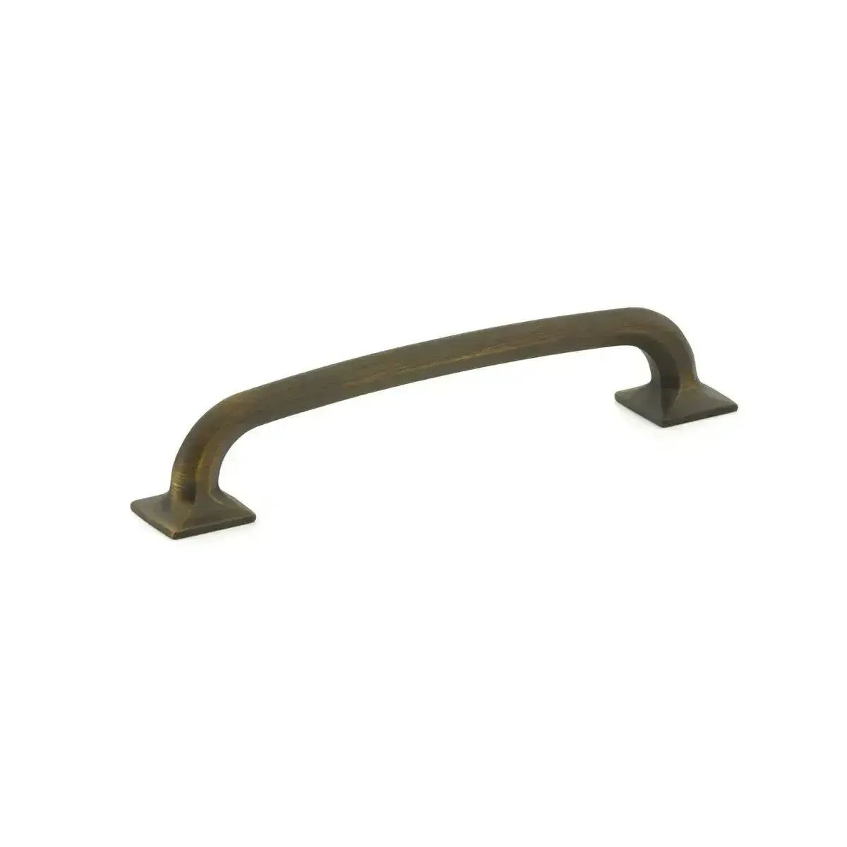 The Schaub Northport Pull with Square Bases in Ancient Bronze finish.