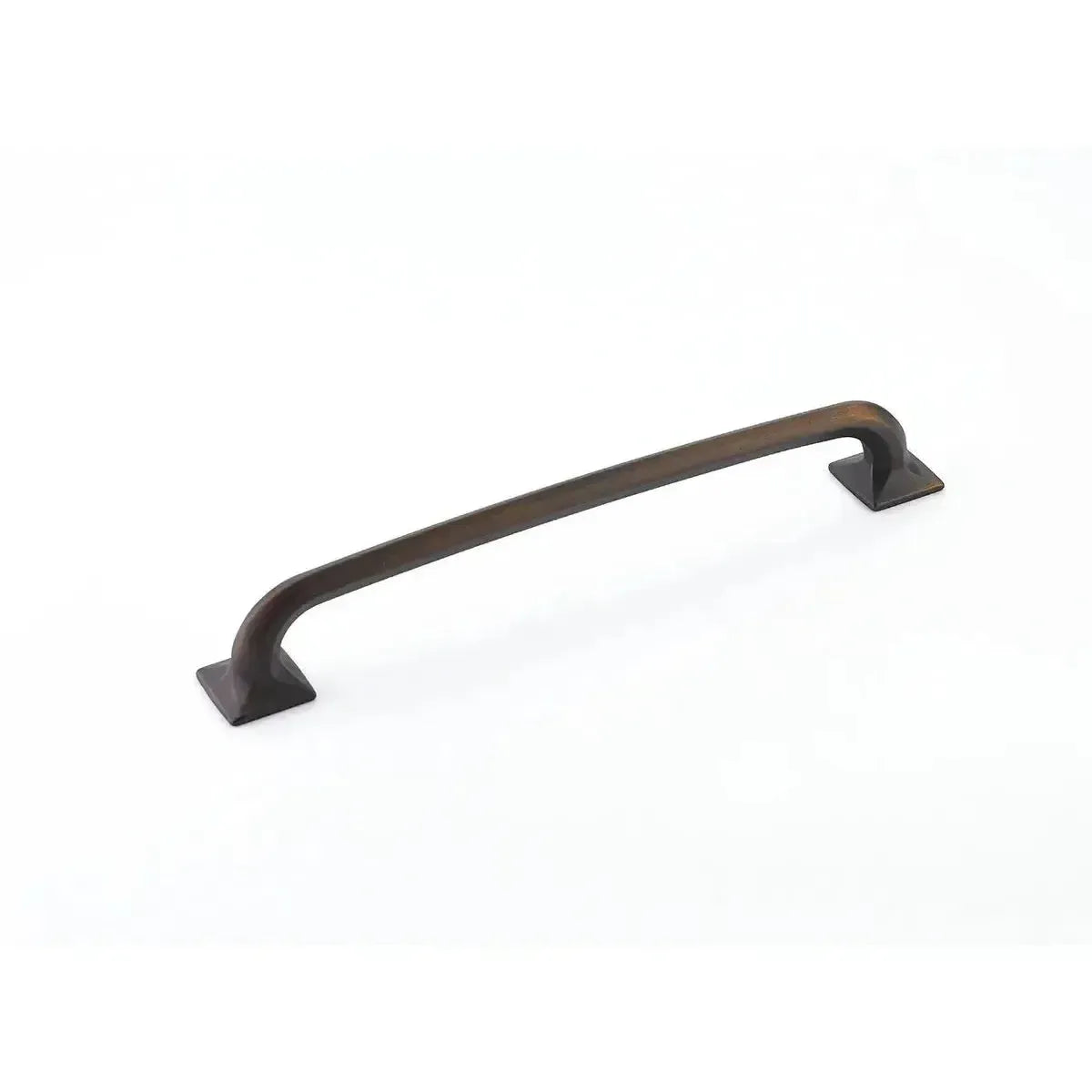 The Schaub Northport Pull with Square Bases in Ancient Bronze finish.