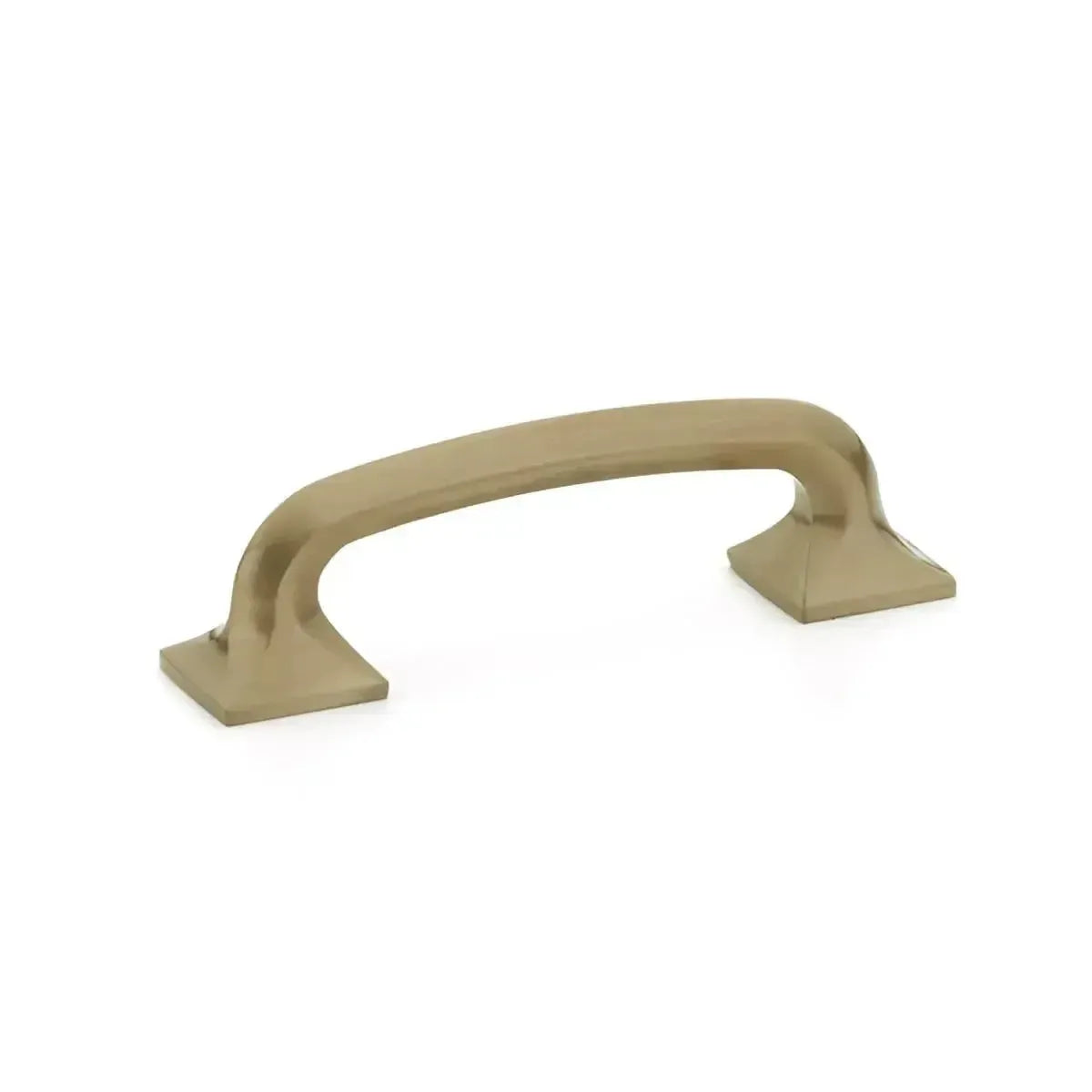 The Schaub Northport Pull with Square Bases in Brushed Bronze finish.