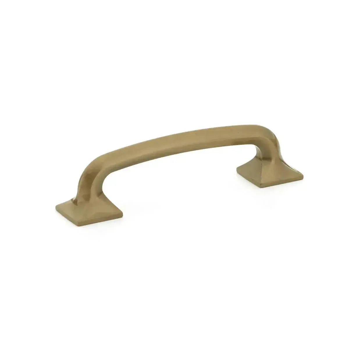 The Schaub Northport Pull with Square Bases in Brushed Bronze finish.