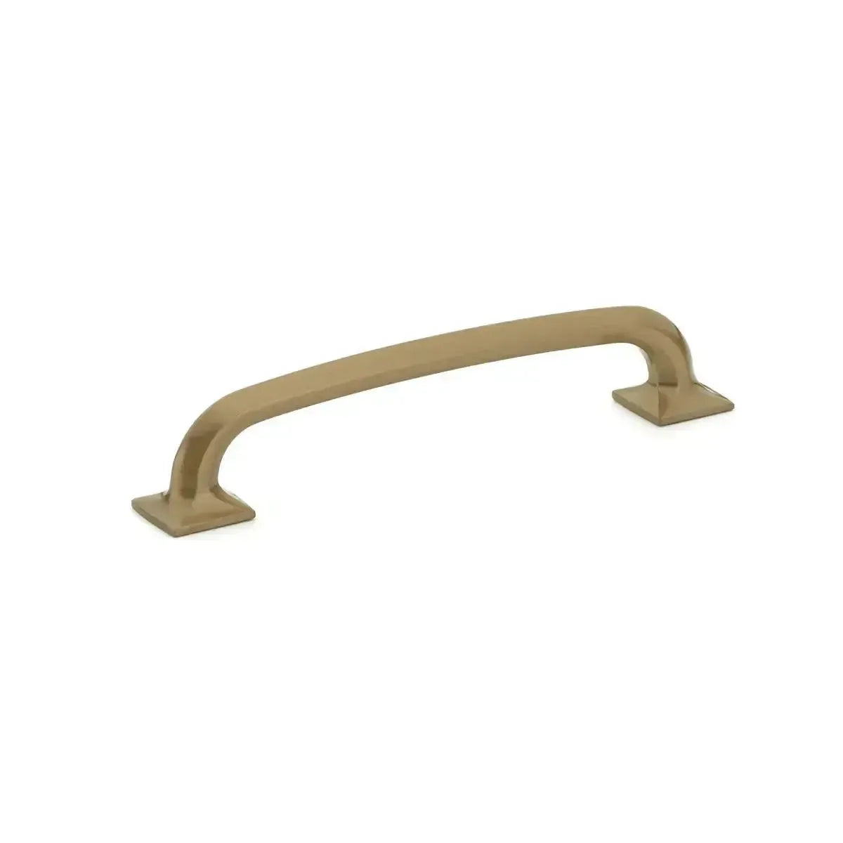 The Schaub Northport Pull with Square Bases in Brushed Bronze finish.