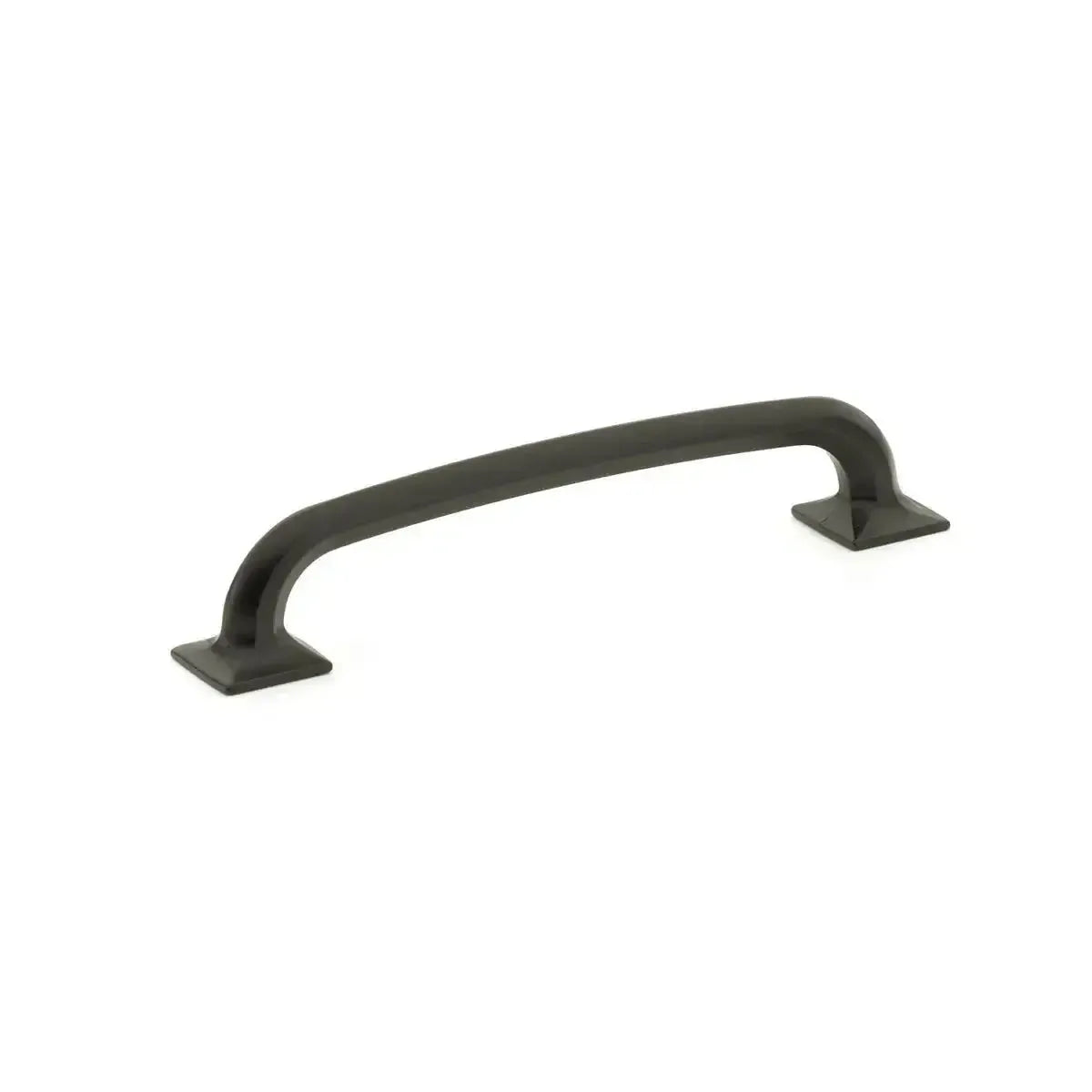 The Schaub Northport Pull with Square Bases in Matte Black finish.