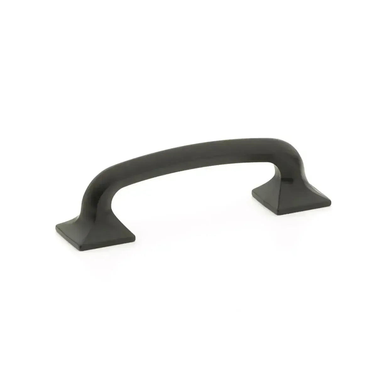 The Schaub Northport Pull with Square Bases in Matte Black finish.