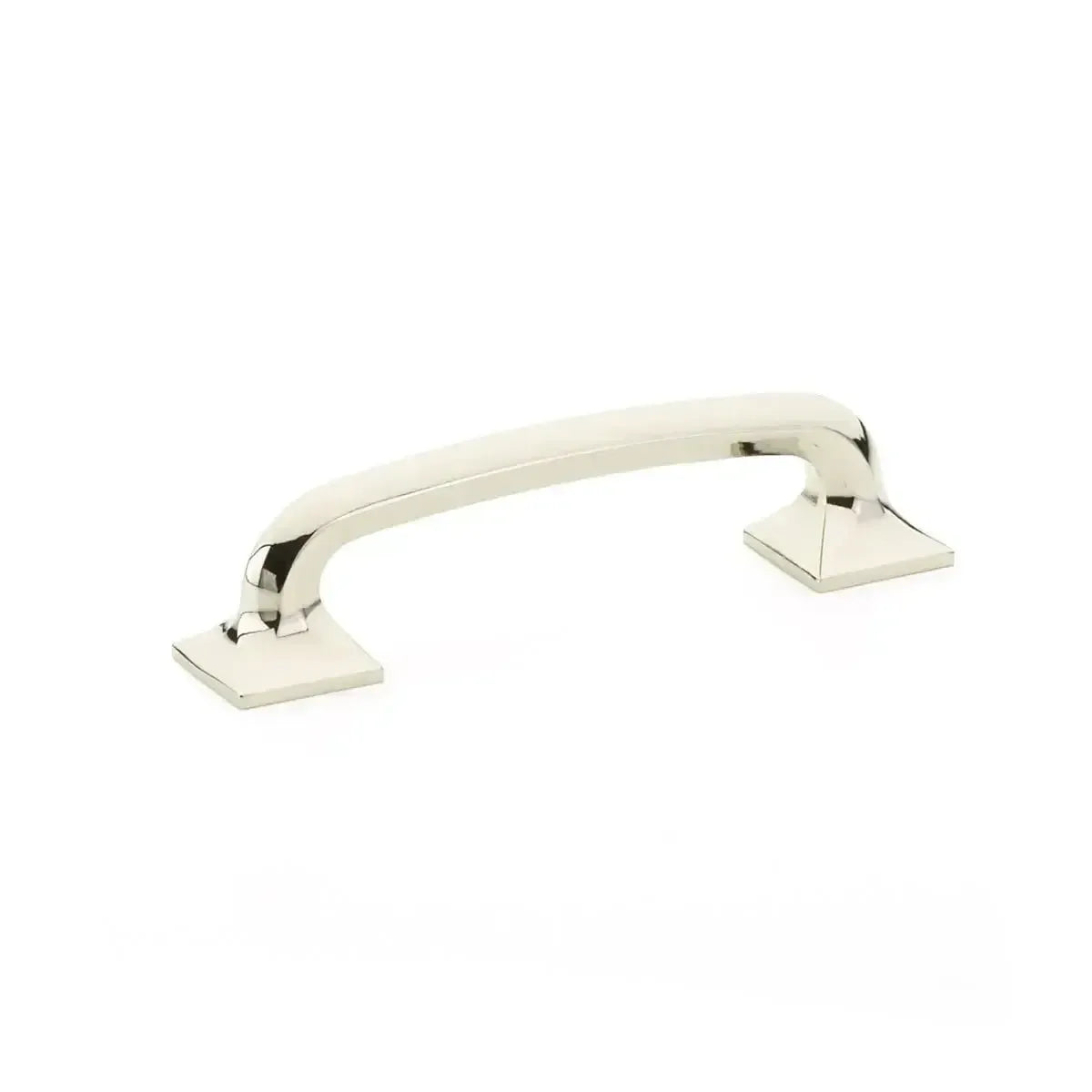 The Schaub Northport Pull with Square Bases in Polished Nickel finish.