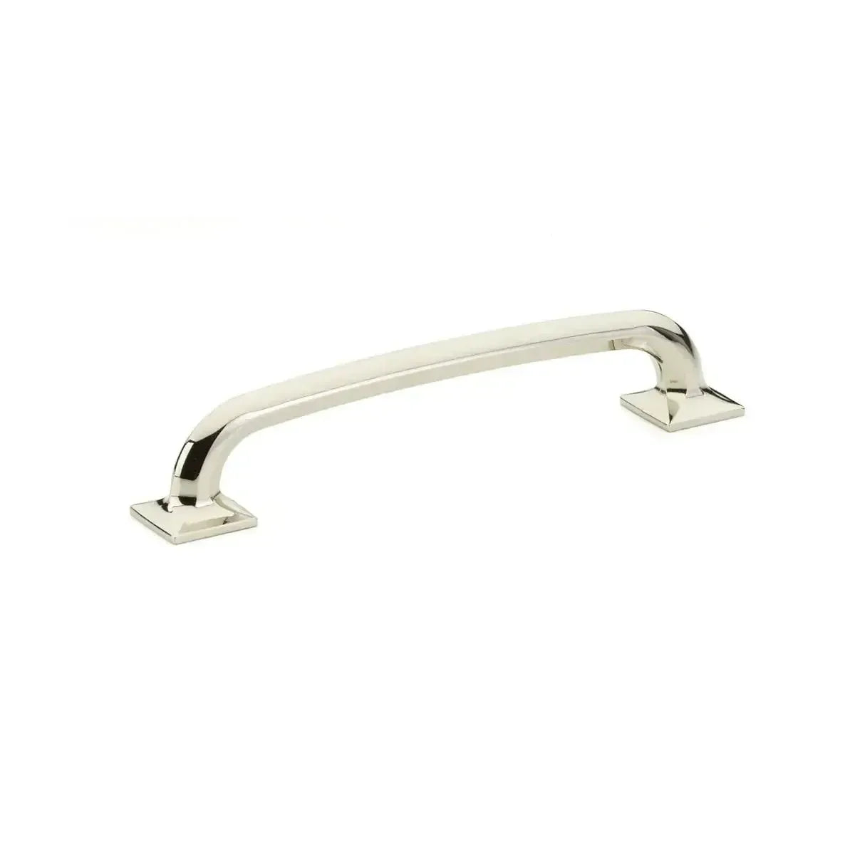 The Schaub Northport Pull with Square Bases in Polished Nickel finish.