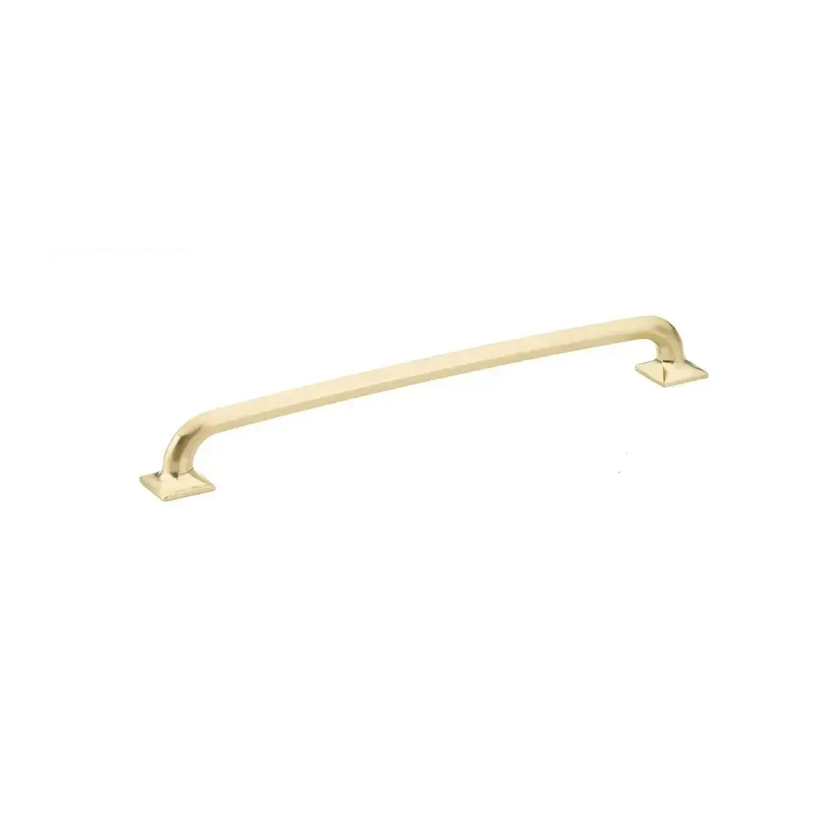 The Schaub Northport Pull with Square Bases in Signature Satin Brass finish.