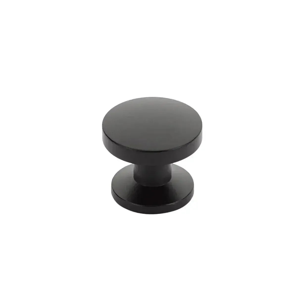 The Schaub Northport Smooth Round Cabinet Knob in Matte Black finish.