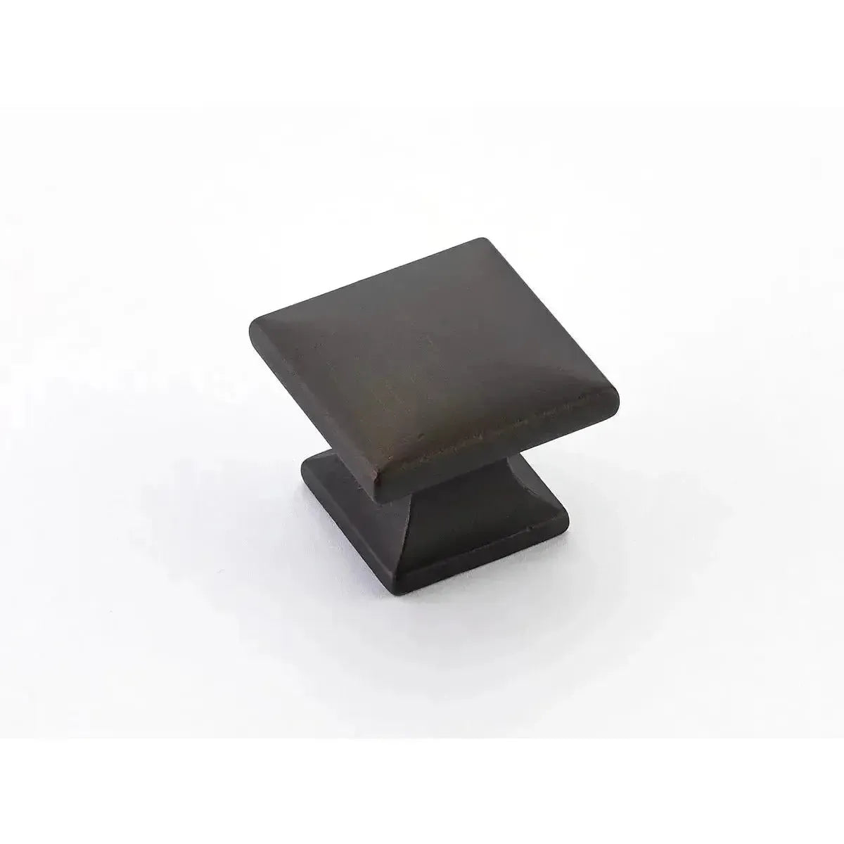 The Schaub Northport Smooth Square Cabinet Knob in Ancient Bronze finish.
