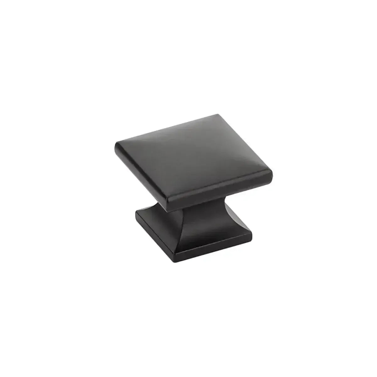 The Schaub Northport Smooth Square Cabinet Knob in Matte Black finish.
