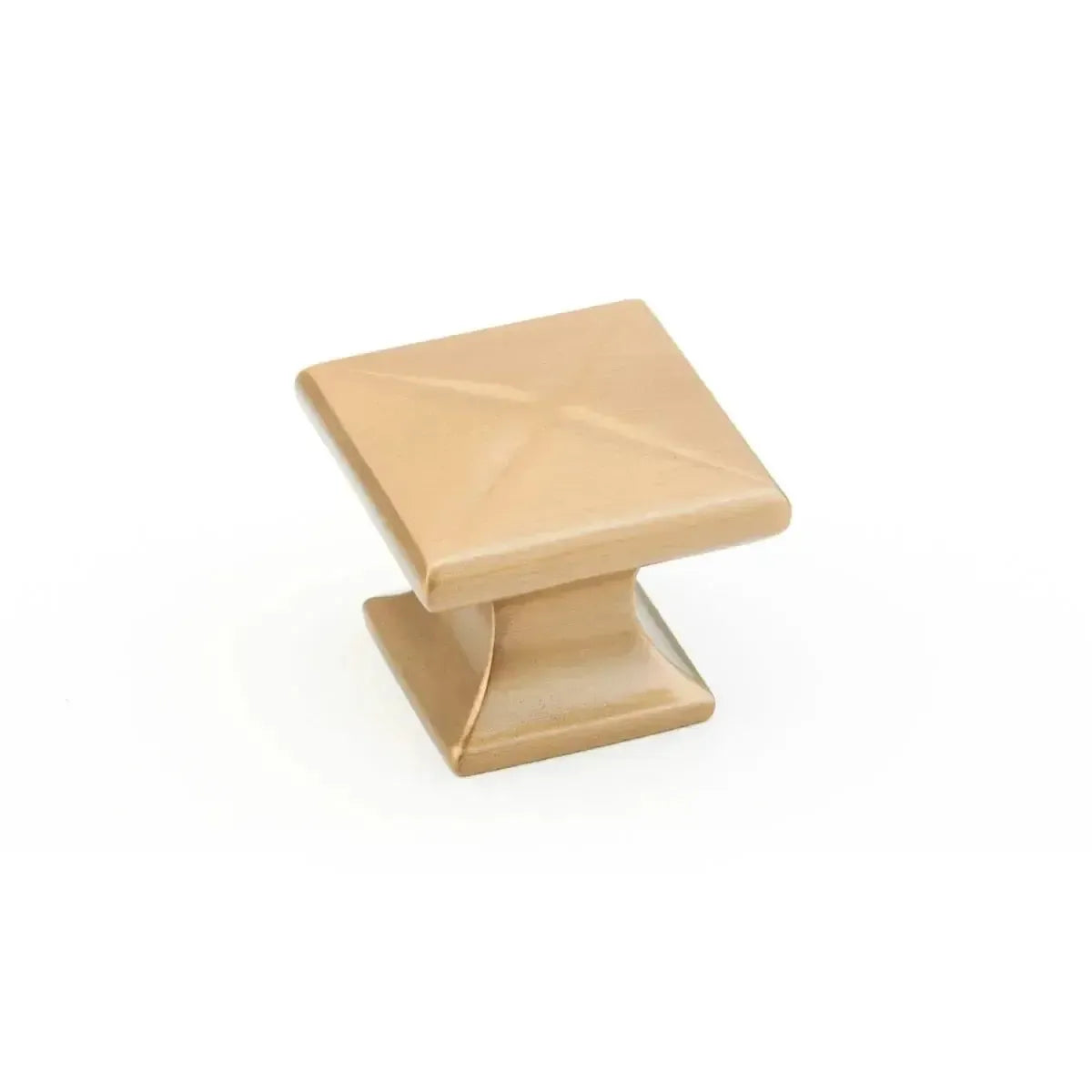 The Schaub Northport Square Cabinet Knob in Brushed Bronze finish.