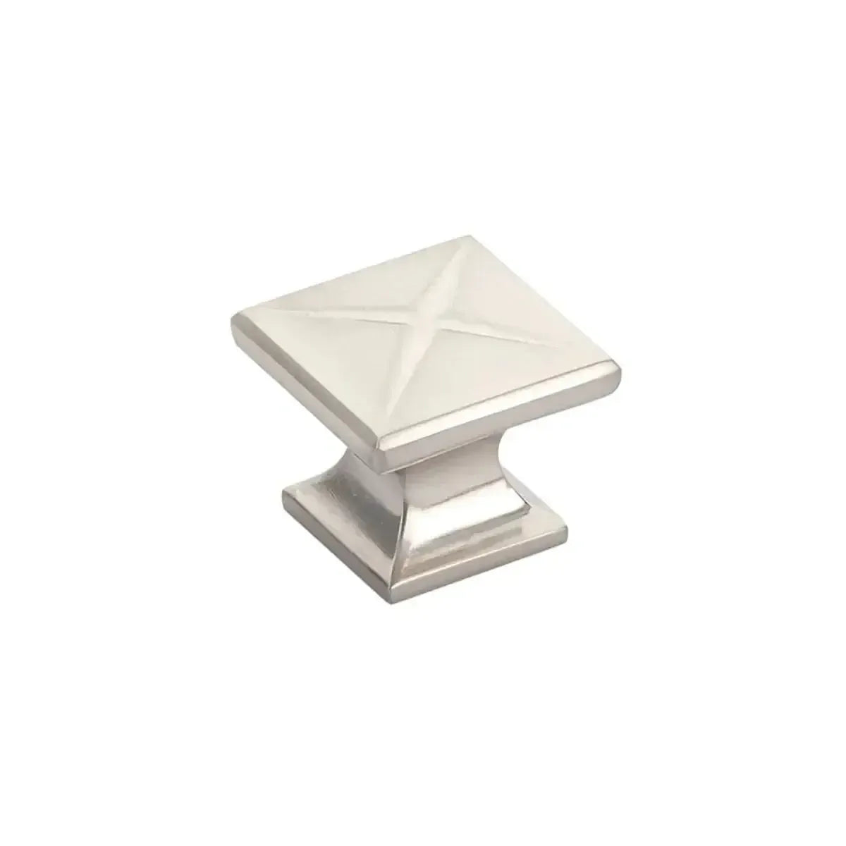 The Schaub Northport Square Cabinet Knob in Brushed Nickel finish.