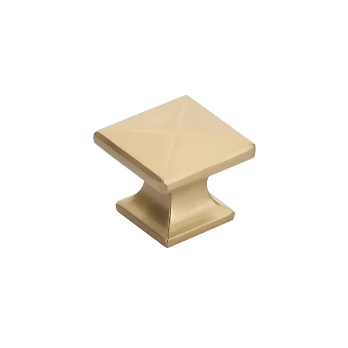 The Schaub Northport Square Cabinet Knob in Signature Satin Brass finish.