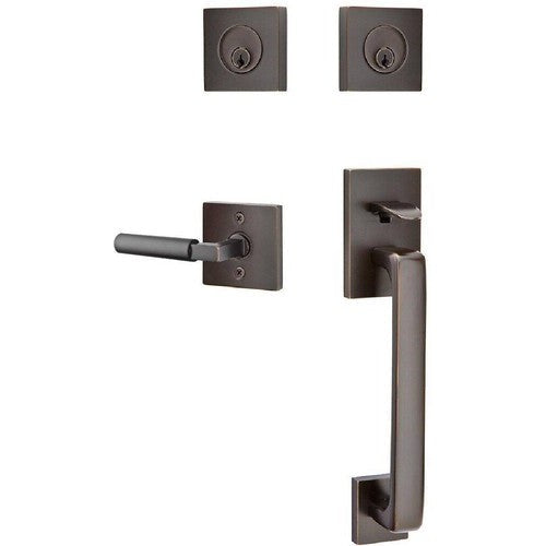 Emtek Baden Entrance Handleset With Hercules Lever in Oil Rubbed Bronze finish