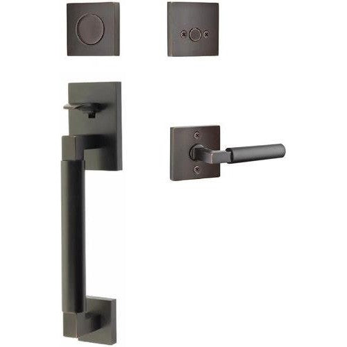 Emtek Hercules Smooth Sectional Tubular Entry Set with Hercules Lever in Oil Rubbed Bronze finish