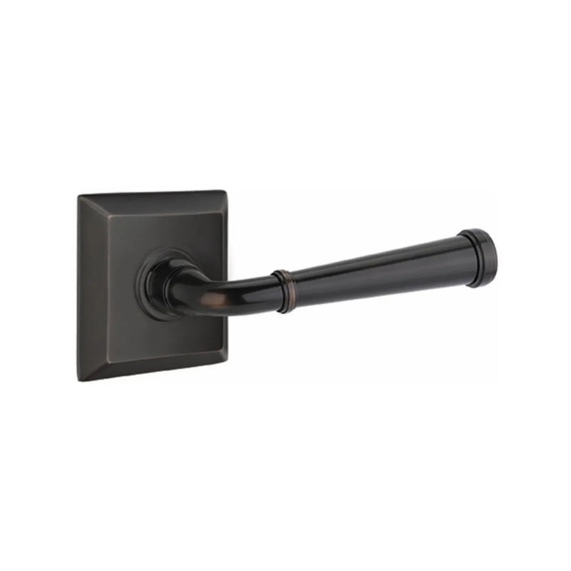 The Emtek Merrimack Lever with Quincy Rosette in Oil Rubbed Bronze finish