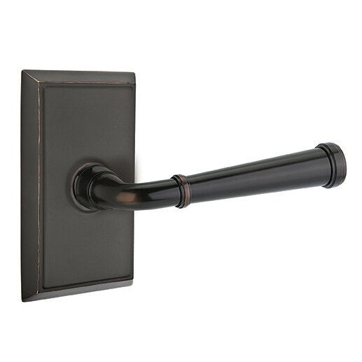 The Emtek Merrimack Lever With Rectangular Rosette in Oil Rubbed Bronze finish