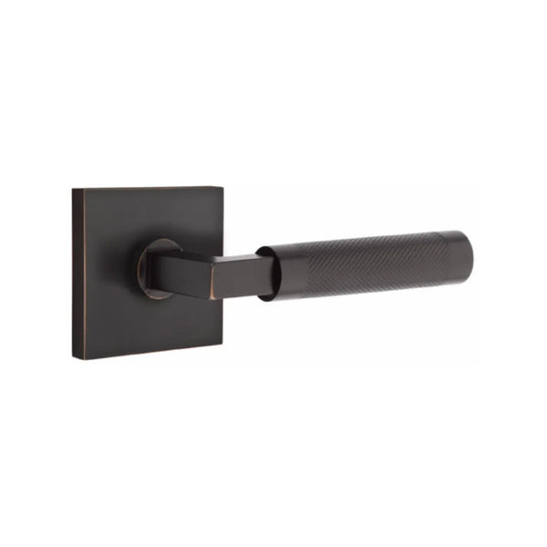 Emtek Select L-Square Knurled Lever with Square Rosette in Oil Rubbed Bronze finish