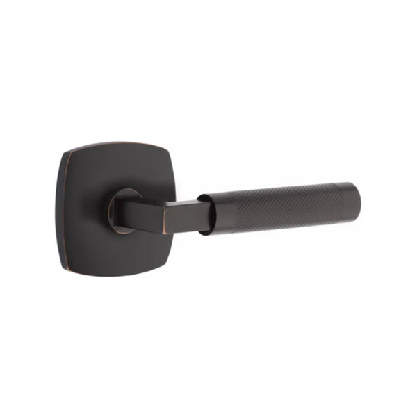 Emtek Select L-Square Knurled Lever with Urban Modern Rosette in Oil Rubbed Bronze finish