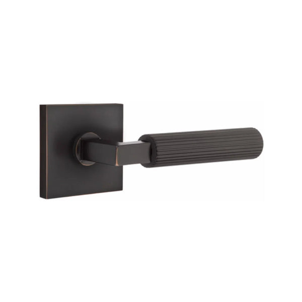 Emtek Select L-Square Straight Knurled Lever with Square Rosette in Oil Rubbed Bronze finish