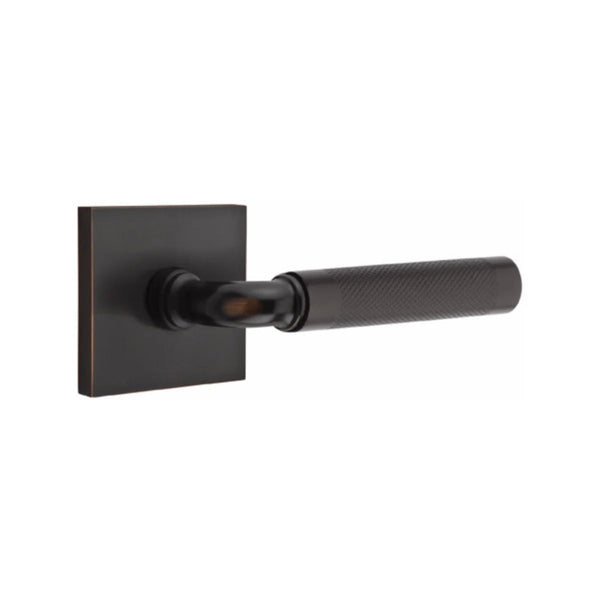 Emtek Select R-Bar Knurled Lever with Square Rosette in Oil Rubbed Bronze finish