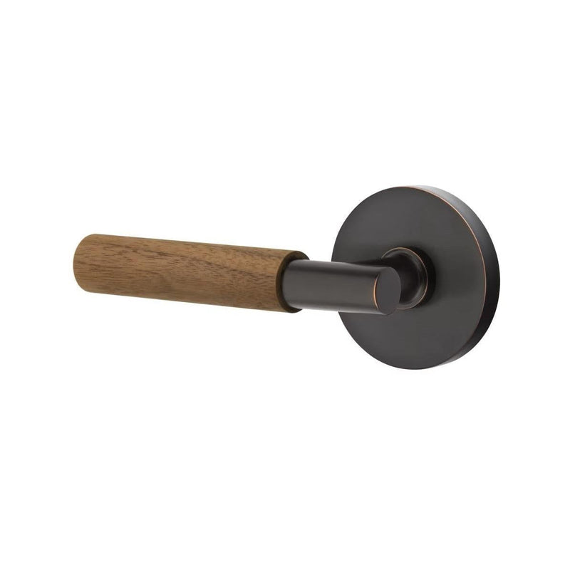 Emtek Select T-Bar Dark Walnut Lever with Disk Rosette in Oil Rubbed Bronze finish