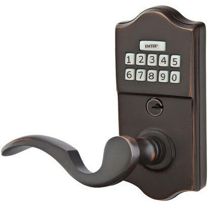 Emtek Classic Electronic Keypad Leverset with Cortina Lever in Oil Rubbed Bronze finish