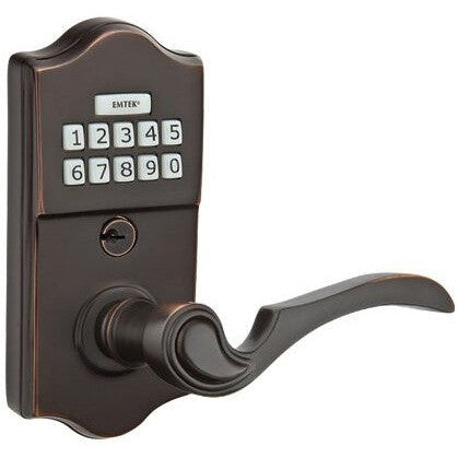 Emtek Classic Electronic Keypad Leverset with Coventry Lever in Oil Rubbed Bronze finish