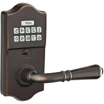 Emtek Classic Electronic Keypad Leverset with Turino Lever in Oil Rubbed Bronze finish