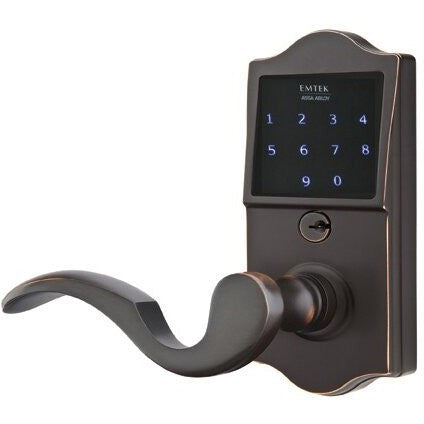 Emtek EMTouch Classic Electronic Touchscreen Keypad Leverset with Cortina Lever in Oil Rubbed Bronze finish