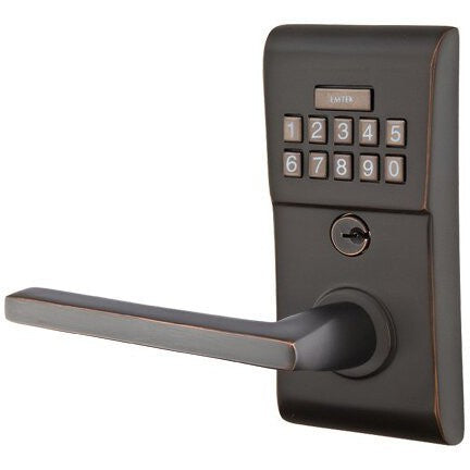 Emtek Modern Electronic Keypad Leverset with Helios Lever in Oil Rubbed Bronze finish