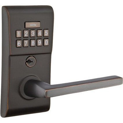 Emtek Modern Electronic Keypad Leverset with Helios Lever in Oil Rubbed Bronze finish