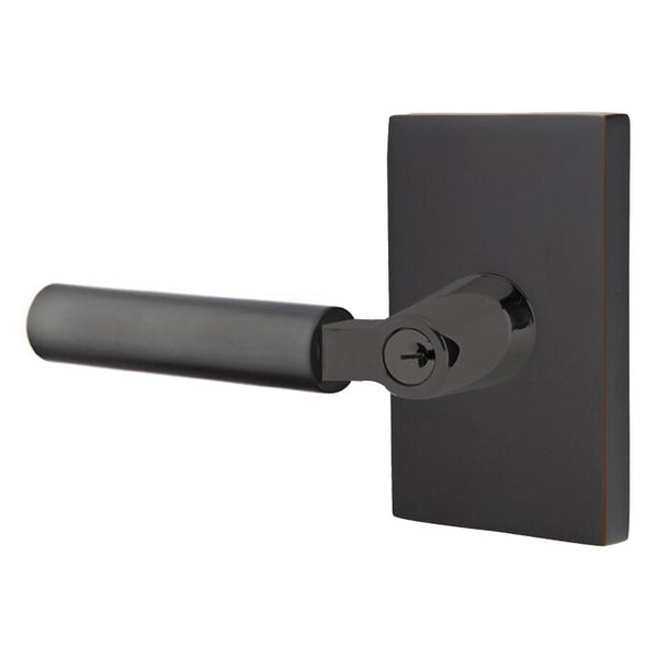 Emtek Select L-Square Smooth Key in Lever with Modern Rectangular Rosette in Oil Rubbed Bronze finish