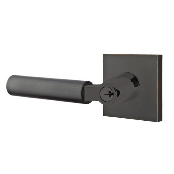 Emtek Select L-Square Smooth Key in Lever with Square Rosette in Oil Rubbed Bronze finish