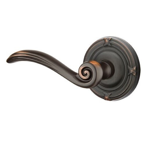 Emtek Elan Lever With Ribbon & Reed Rosette in Oil Rubbed Bronze finish