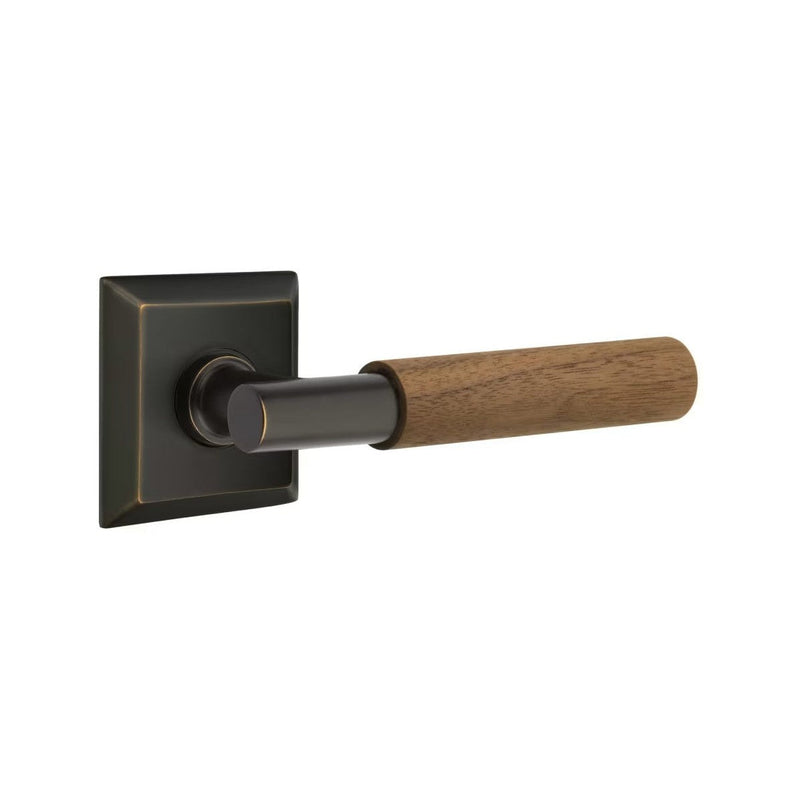 Emtek Select T-Bar Dark Walnut Lever with Quincy Rosette in Oil Rubbed Bronze finish