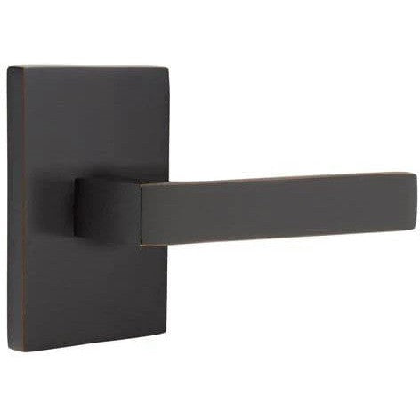 Emtek Dumont Lever With Modern Rectangular Rosette in Oil Rubbed Bronze finish